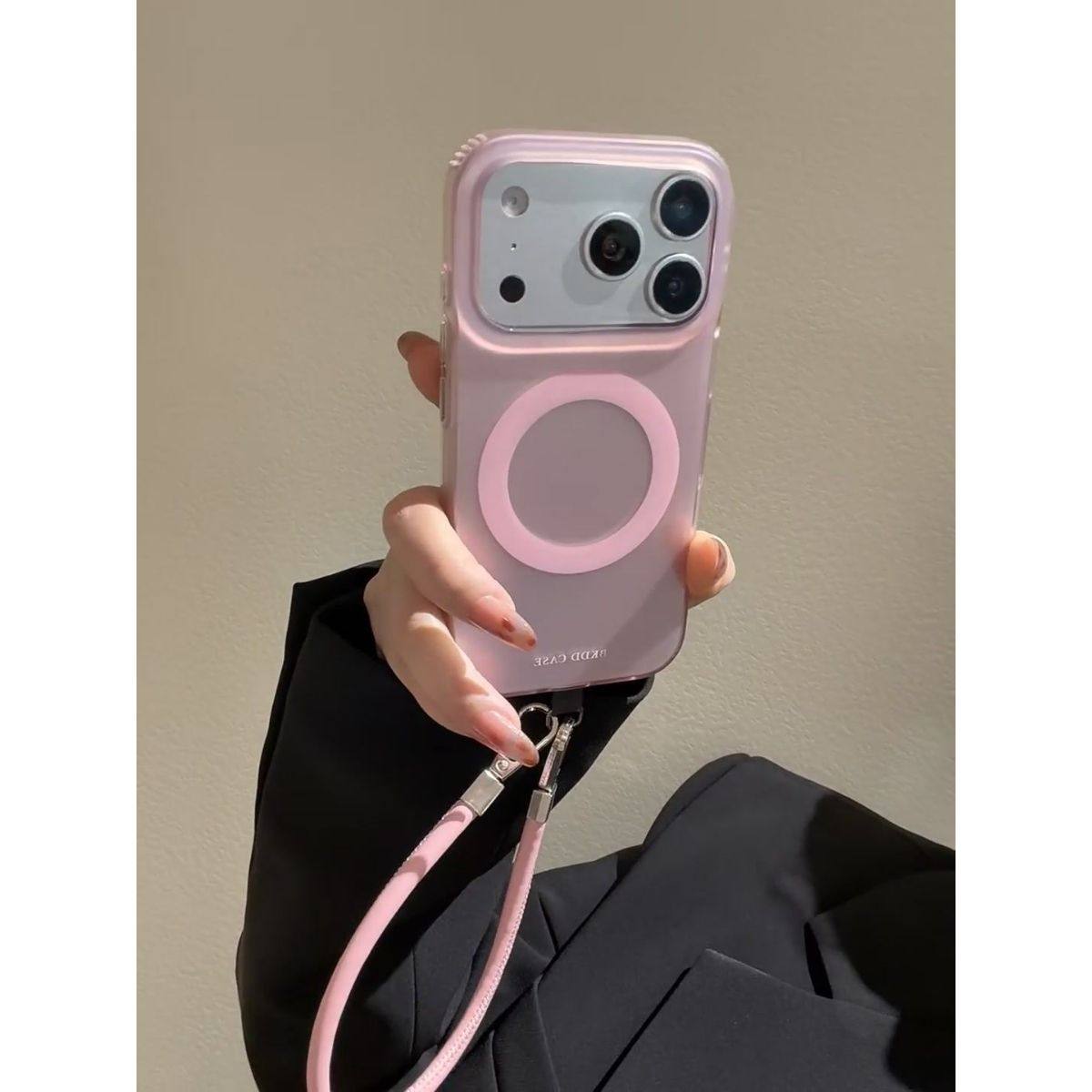 半糖壳野ins简约磨砂磁吸粉色适用苹果17pormax手机壳iPhone16pro腕带15防摔14pro新款13防摔17保护套,3C数码配件,手机保护套/壳,淘宝优惠券,粉丝福利购,淘宝优惠卷