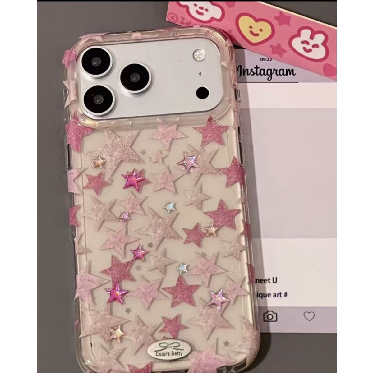 简约满屏做旧粉星星适用iPhone17promax手机壳苹果14防摔15/16