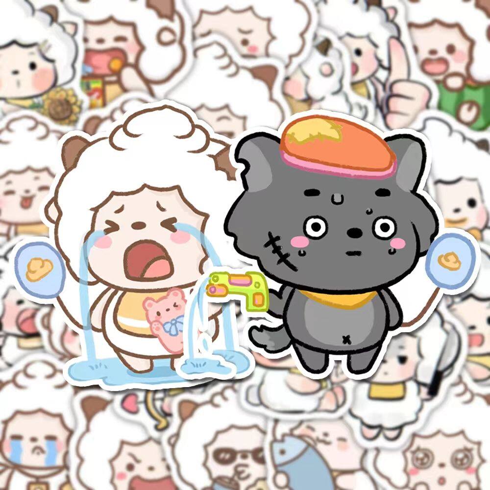 116张Q版小羊贴纸新品创意可爱自粘手机壳iPad平板电脑笔记本装饰