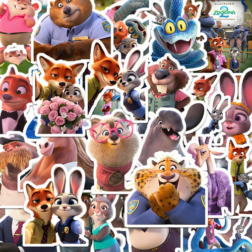 110张新款疯狂动物城朱迪尼克动漫卡通贴纸手机壳手账本diy装饰贴