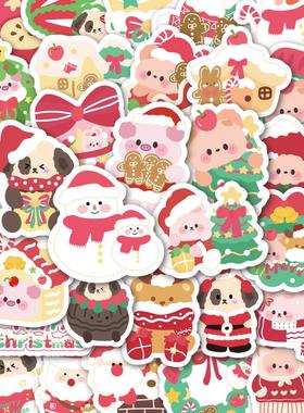 可爱卡通圣诞节日氛围感贴纸200张手帐笔记本diy创意装饰防水贴画