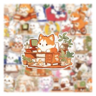 卡通可爱贴纸ins小动物 饰手机手账防水贴画62张贴纸 日常创意装