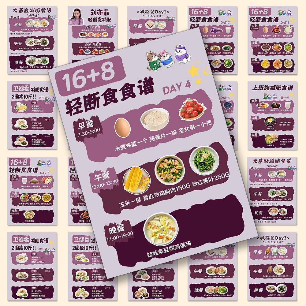 贴纸轻断食谱106张贴纸健康减脂减肥塑身食谱贴画装饰手机手账本