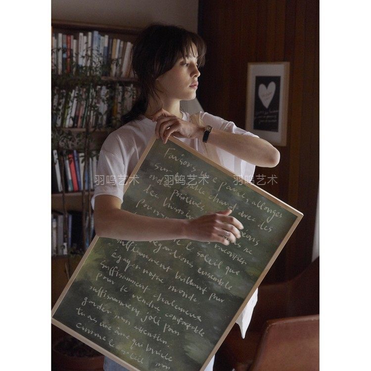 blue  复古法式字母装饰画 现代简约蓝绿色 拍照道具海报