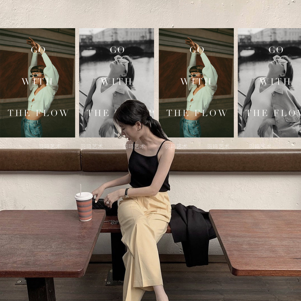 ins杂志人物 欧美模特海报 服装店网红打卡拍照背景道具装饰画心