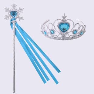 爱沙公主皇冠艾沙魔法棒蓝色小女孩雪花法杖儿童冰雪奇缘配饰粉色