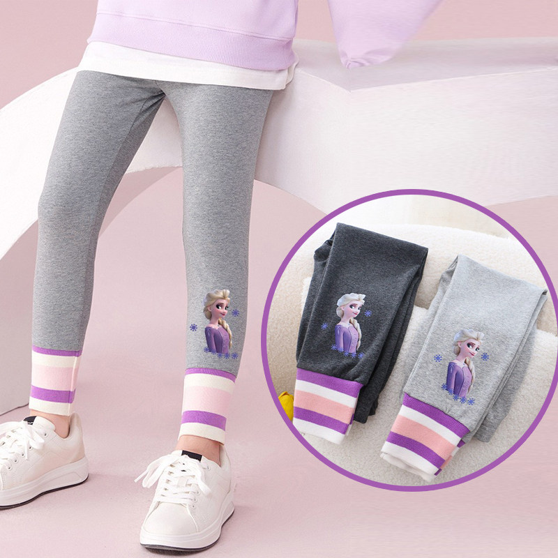 爱沙公主裤子女童纯棉打底裤小孩弹力束脚裤春秋新款螺纹单裤外穿