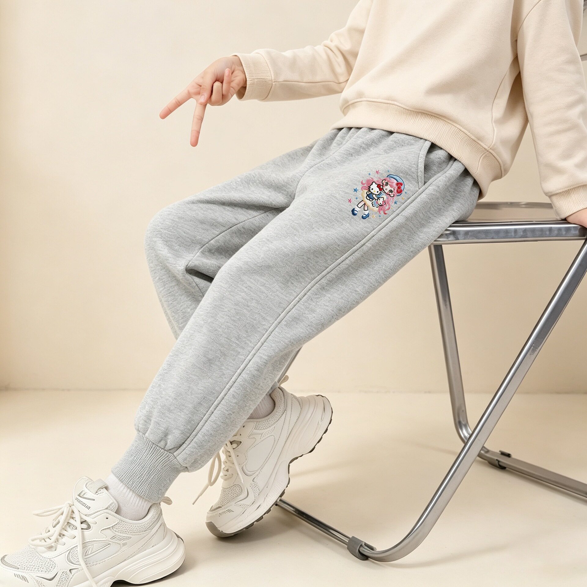 女童裤子秋外穿儿童休闲卫裤收口