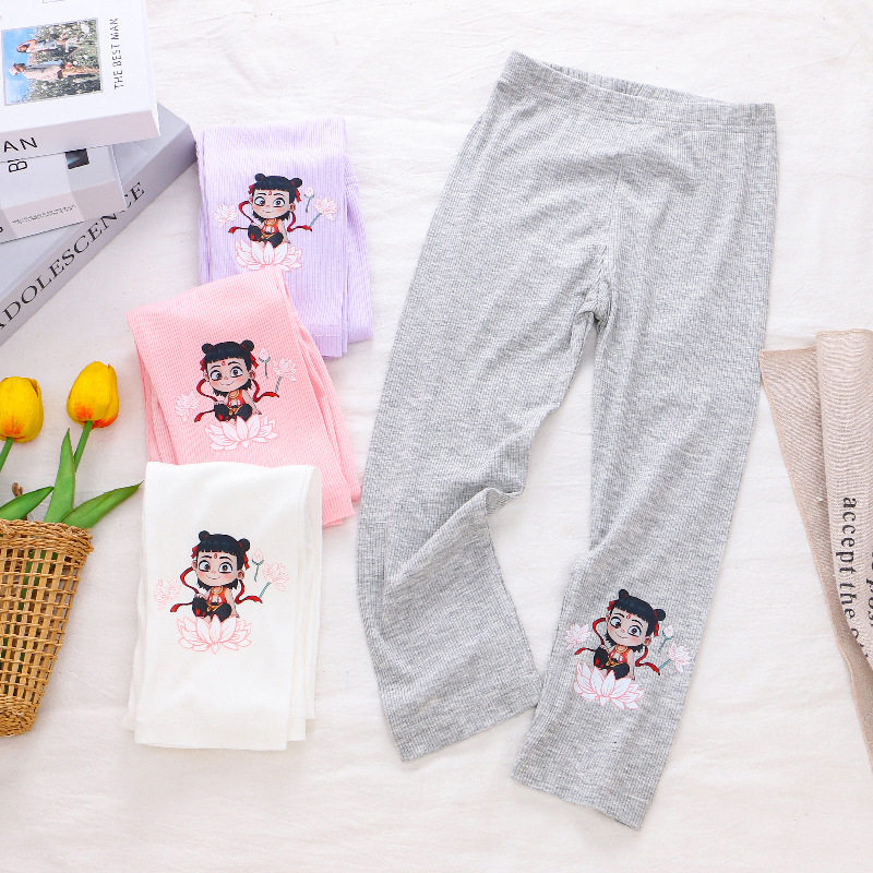 女宝薄款打底裤外穿夏天莫代尔冰丝凉裤子小孩九分裤儿童弹力长裤