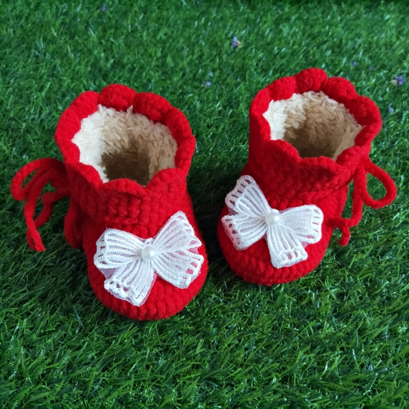 婴儿毛线鞋加绒加厚成品棉鞋冬季