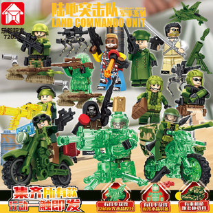 乐毅积木防爆特警装甲车小颗粒拆弹服士兵陆地突击人仔男孩玩具
