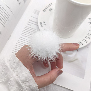 韩国真毛绒水貂毛毛球戒指时尚个性活口指环毛绒球尾戒少女心戒指