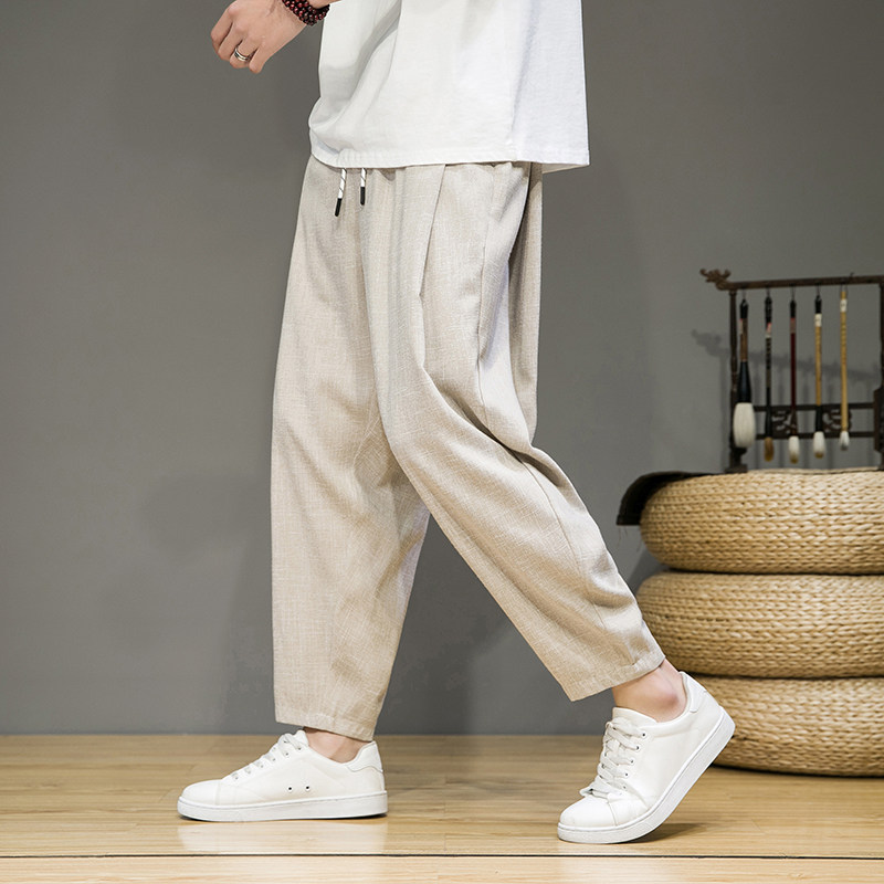 风直播品质男士夏季中式潮牌冰丝薄款休闲大码裤子M813-P65,男装休闲裤,四季星座220-1