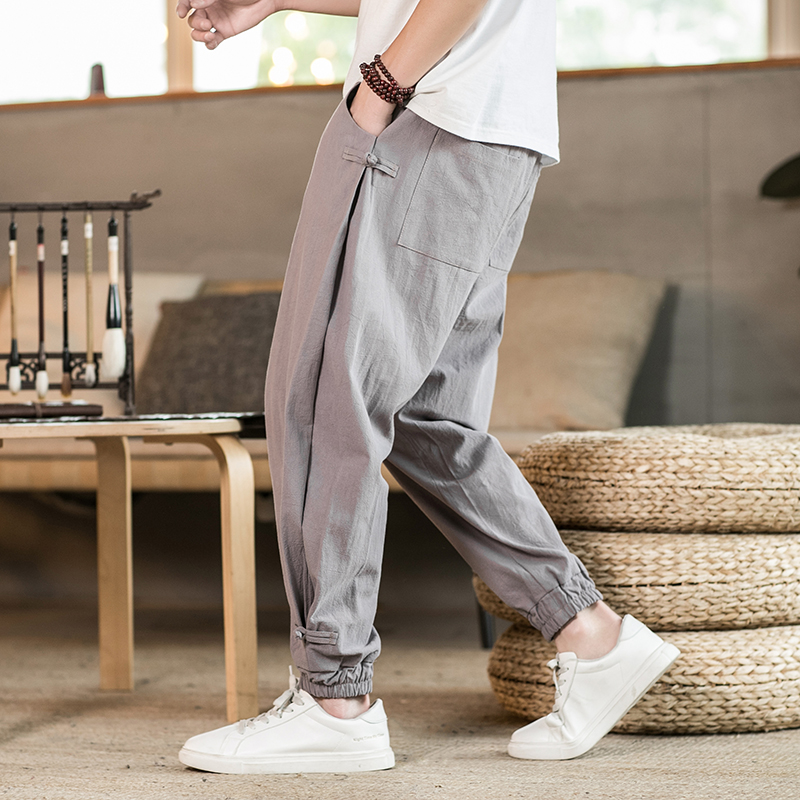 春季风新款薄款透气盘扣休闲大码哈伦裤灯笼裤MK996-P60，男装休闲裤，四季星座220-1