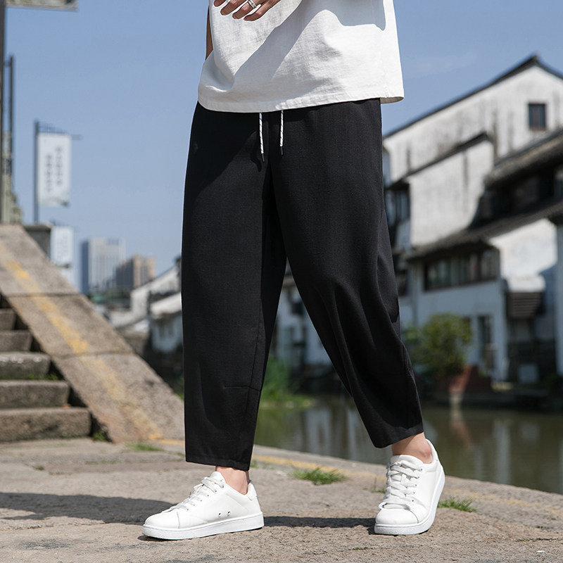 风直播品质男士夏季中式潮牌冰丝薄款休闲大码裤子M812-P60,男装休闲裤,四季星座220-1