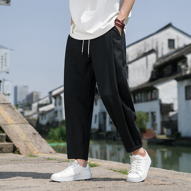 风直播品质男士夏季中式潮牌冰丝薄款休闲大码裤子M813-P65,男装休闲裤,四季星座220-1