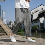 风直播品质男士夏季中式潮牌冰丝薄款休闲大码裤子M812-P60，男装休闲裤，四季星座220-1