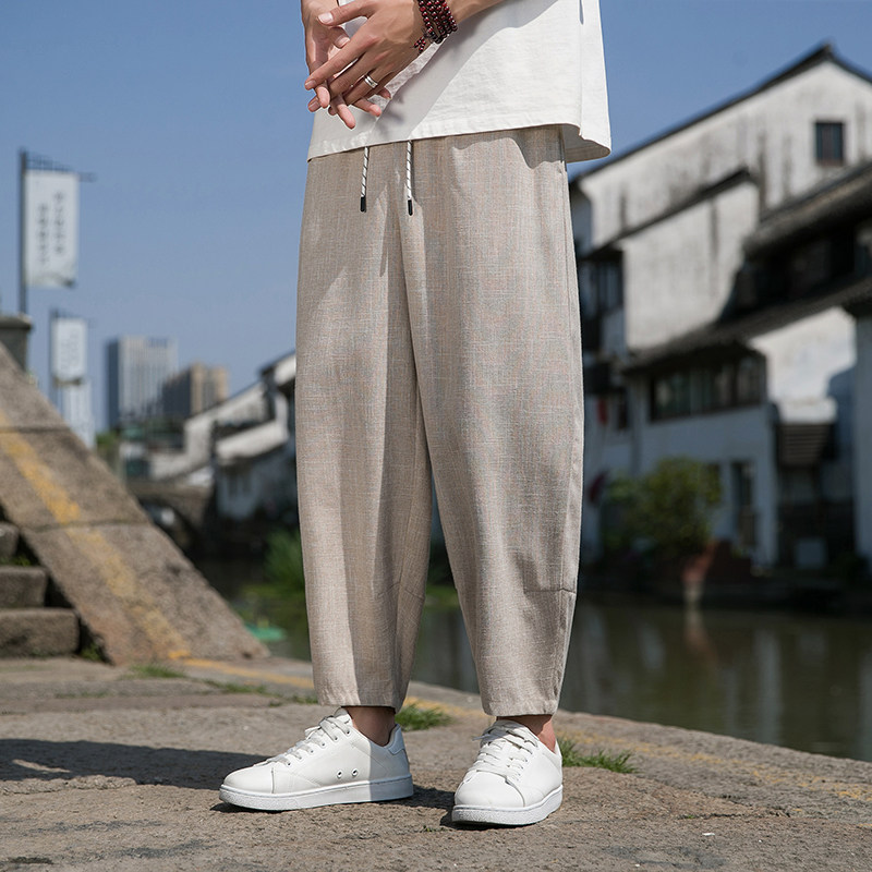 风直播品质男士夏季中式潮牌冰丝薄款休闲大码裤子M812-P60图片