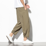 夏季风民族风九分复古阔腿棉麻萝卜裤灯笼裤220-1-MK857-P40，男装休闲裤，四季星座220-1