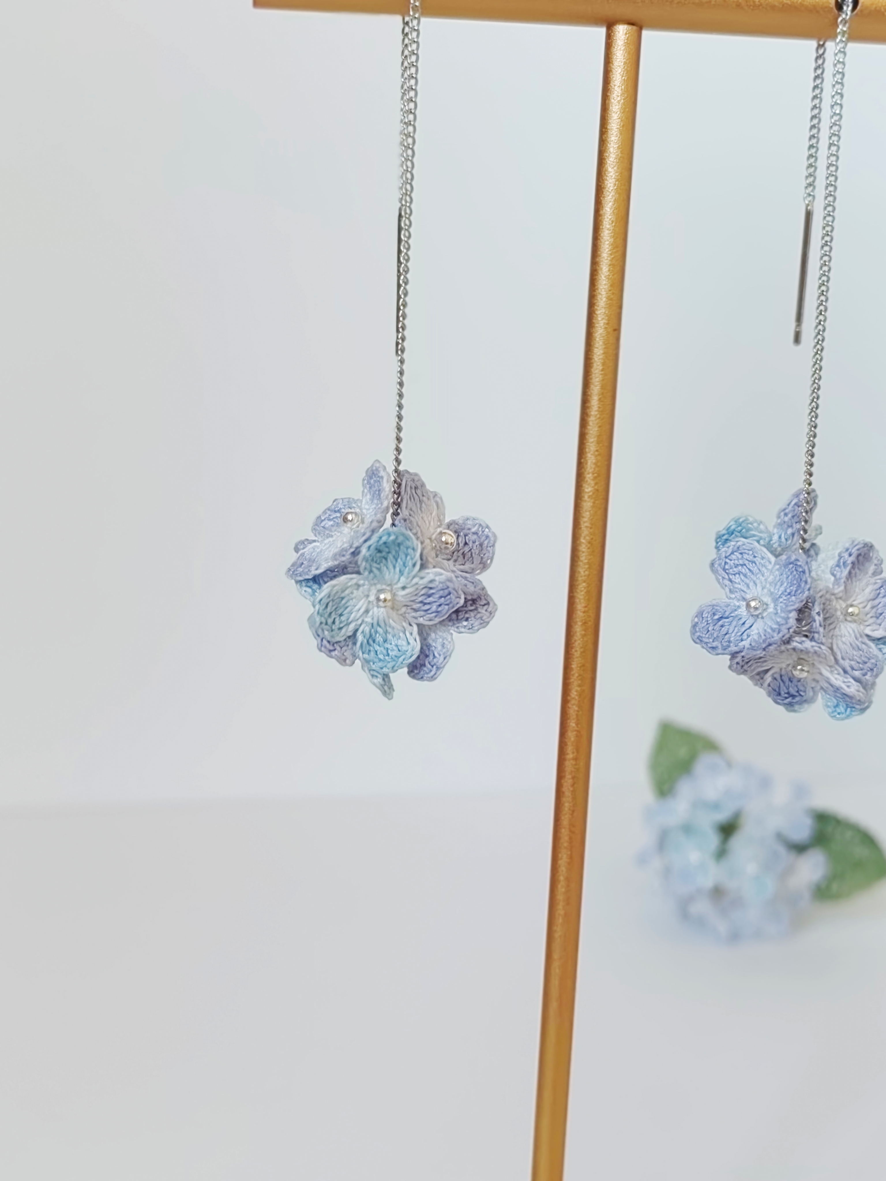 拈花记手作*微钩绣球花耳线耳饰花朵特色饰品