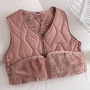 小红书爆款绗绣加绒马甲2025秋冬羽绒棉马夹女士抗寒坎肩修身背心