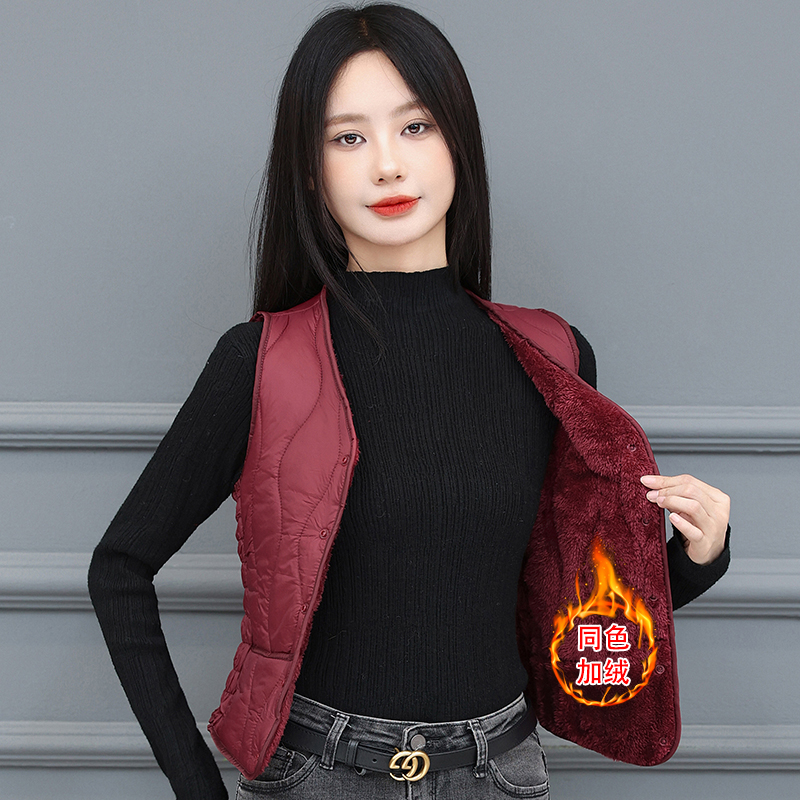 2025秋冬新款棉马甲女士加绒加厚大码坎肩中老年内穿保暖棉服背心