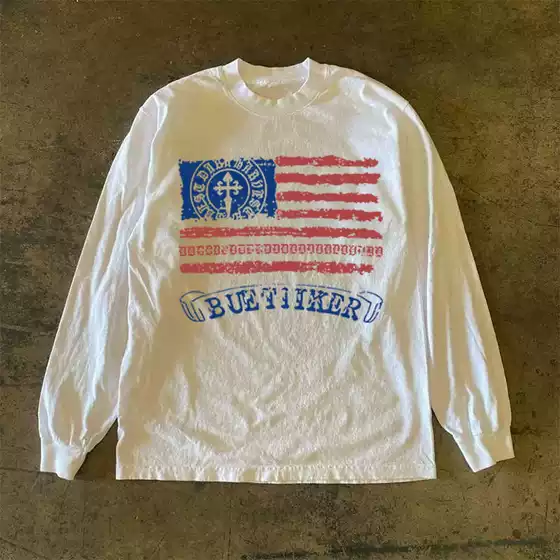 Buettiker【Affordable Outfits】2025 American Retro Street Print Couple's Long-Sleeved T-Shirt Tops for Men and Women