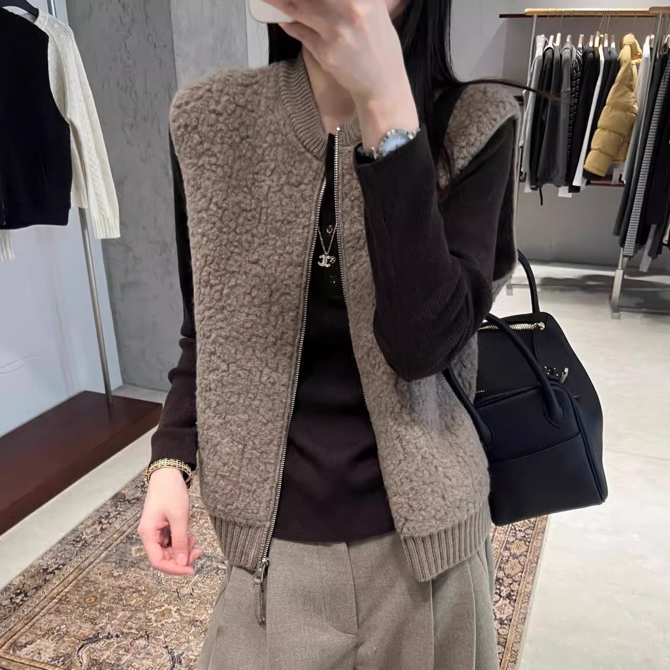 韩国颗粒羊羔毛拉链马甲开衫外套