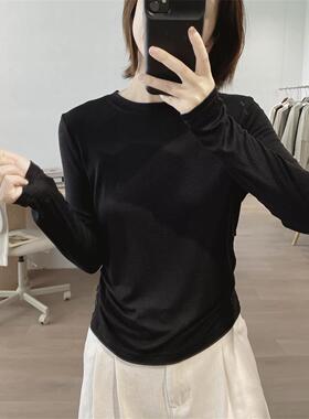 现货！超舒适的天丝羊毛长袖打底衫 百搭神器 纯色内搭长袖T恤女