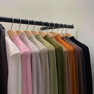 长袖 100超细美丽诺羊毛 显瘦弹力打底衫 修身 女 小高领纯色针织衫