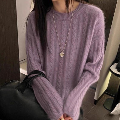 柔软舒适山羊绒麻花毛衣