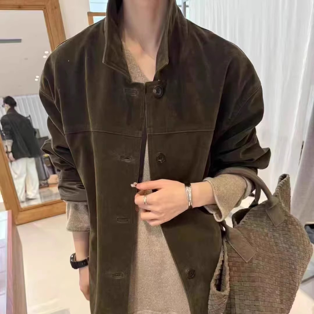洋气时髦宽松麂皮西装外套