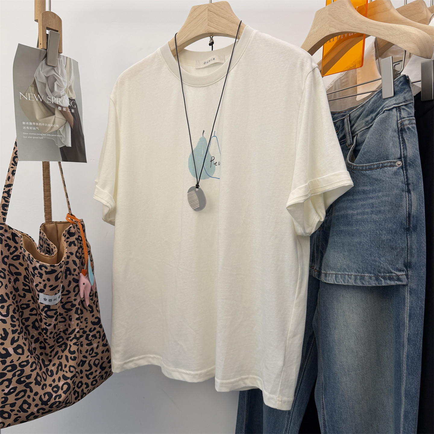 木马家 舒适感满满 韩系果味T 小香梨印花宽松短袖T恤女氛围感tee