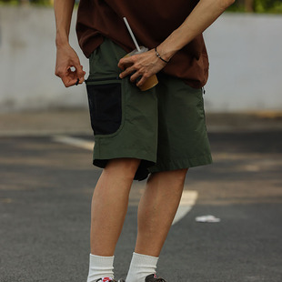 23SS日系复古网布口袋工装 五分休闲裤 短裤 新款 男夏季 PINSKTBS