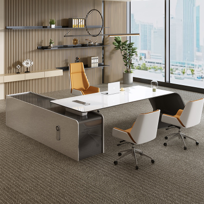 轻奢烤漆老板桌创意办公桌简约现代经理桌总裁办公大班台桌椅组合