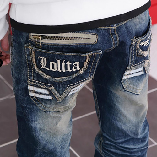 LOLITA男女复古宽松直筒牛仔裤