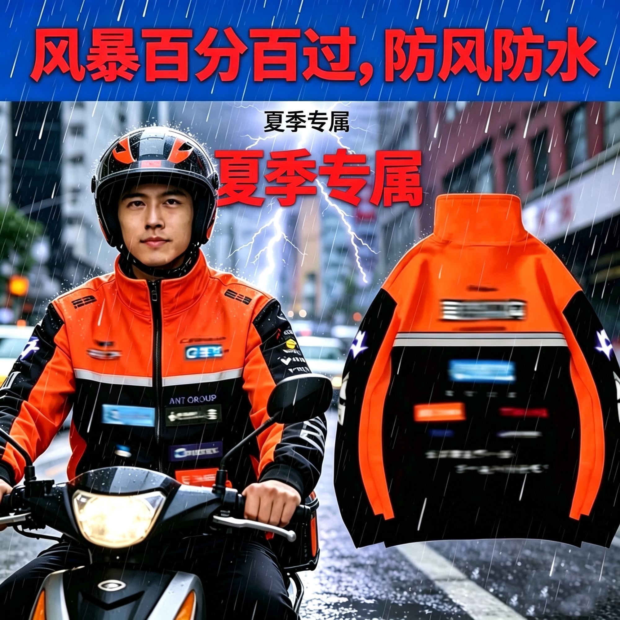 2026新款淘宝闪购马甲骑士防晒衣工装服外卖骑手头盔薄款卫衣头盔图片