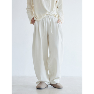 衣疫 脚口抽绳双色高级感 极简cleanfit肌理感羊毛廓形弯刀休闲裤