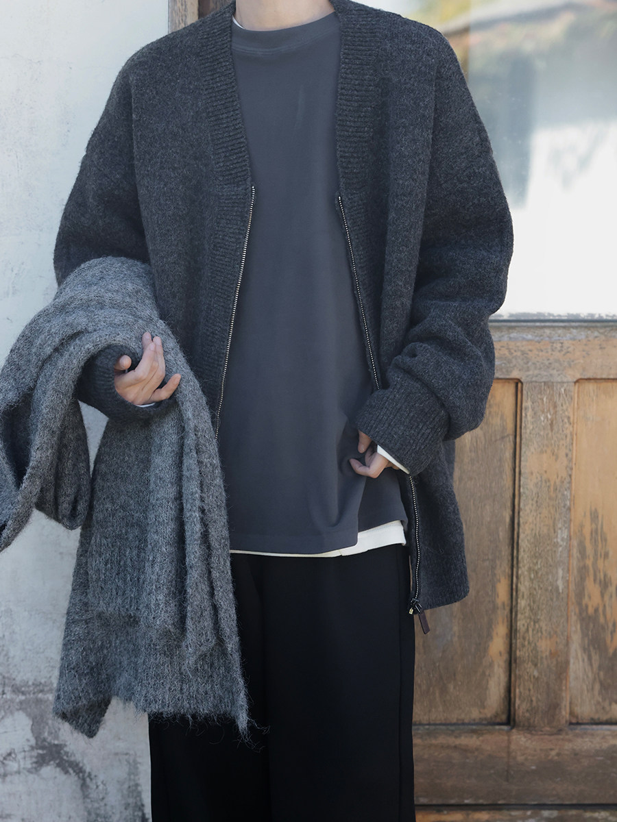 衣疫 墨灰色V领拉链针织毛衣开衫 纯色高密纱线加厚外套,男装,针织衫/毛衣,淘宝优惠券,粉丝福利购,淘宝优惠卷