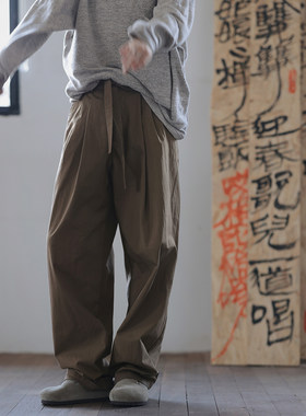 秋冬日系低饱和飘带休闲长裤