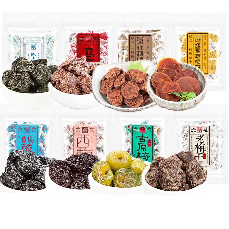 小梅屋六味老梅干蜂蜜味梅饼梅片乌梅青梅乌酸梅西梅蜜饯零食袋装