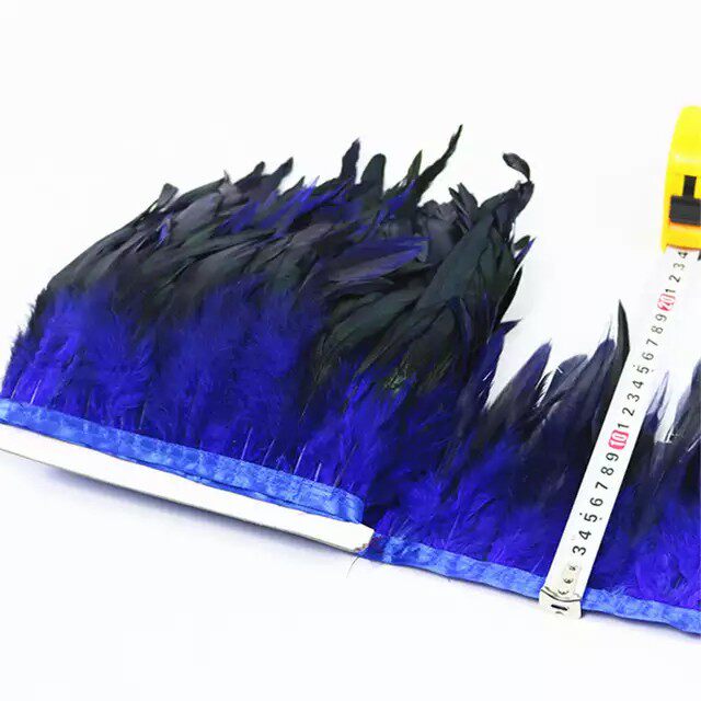 diy手工公鸡毛双色紫泳布边头饰花边服装辅料饰品配件两米件羽毛
