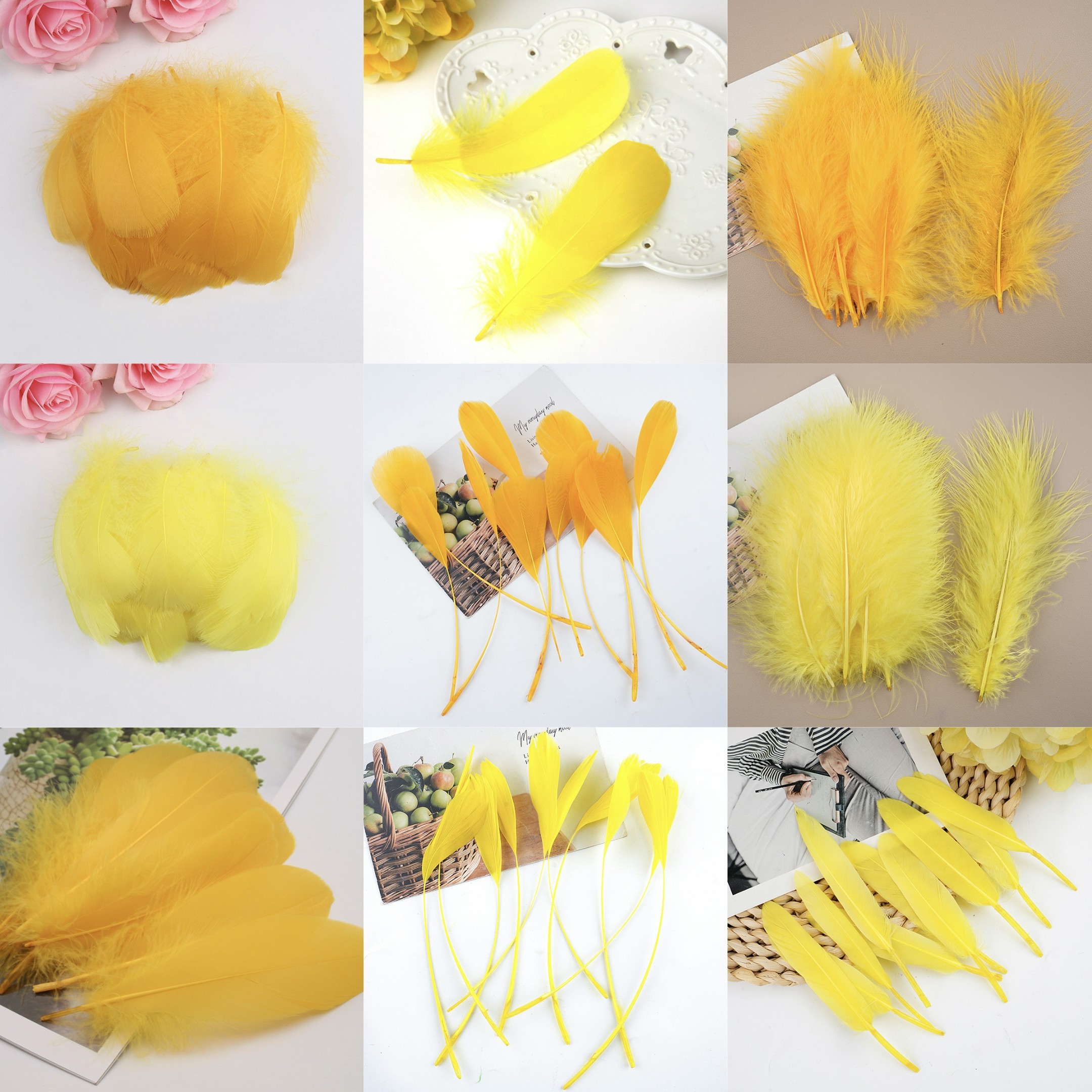 黄色羽毛DIY饰品配件手工波波球填充cosplay中飘大飘材料服装辅料图片
