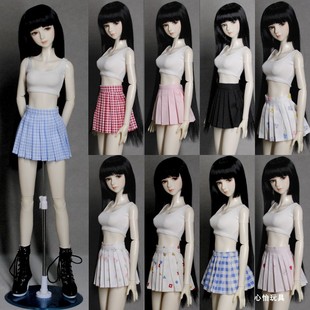 60CM人偶1\3bjd mjd心怡3分sd叶萝莉娃娃衣服背心jk百褶裙 小裙子