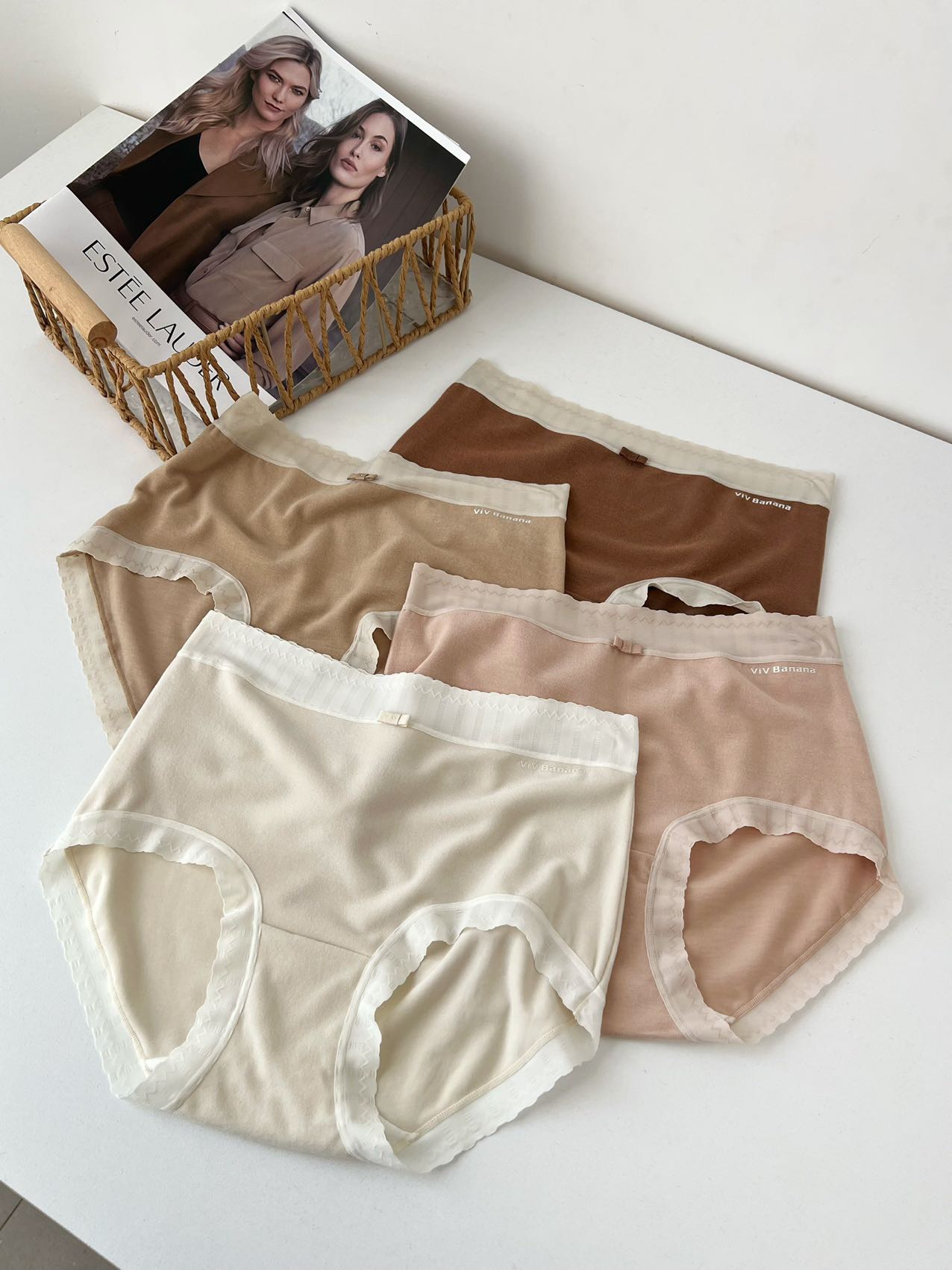 羊绒质感女士内裤女生全棉抗菌加长裆法式蕾丝四季性感裤4条装