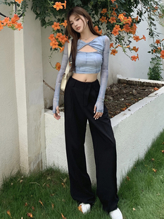 垂感长裤 维忆Rae新款 休闲裤 女设计感小众直筒裤 潮 宽松西裤