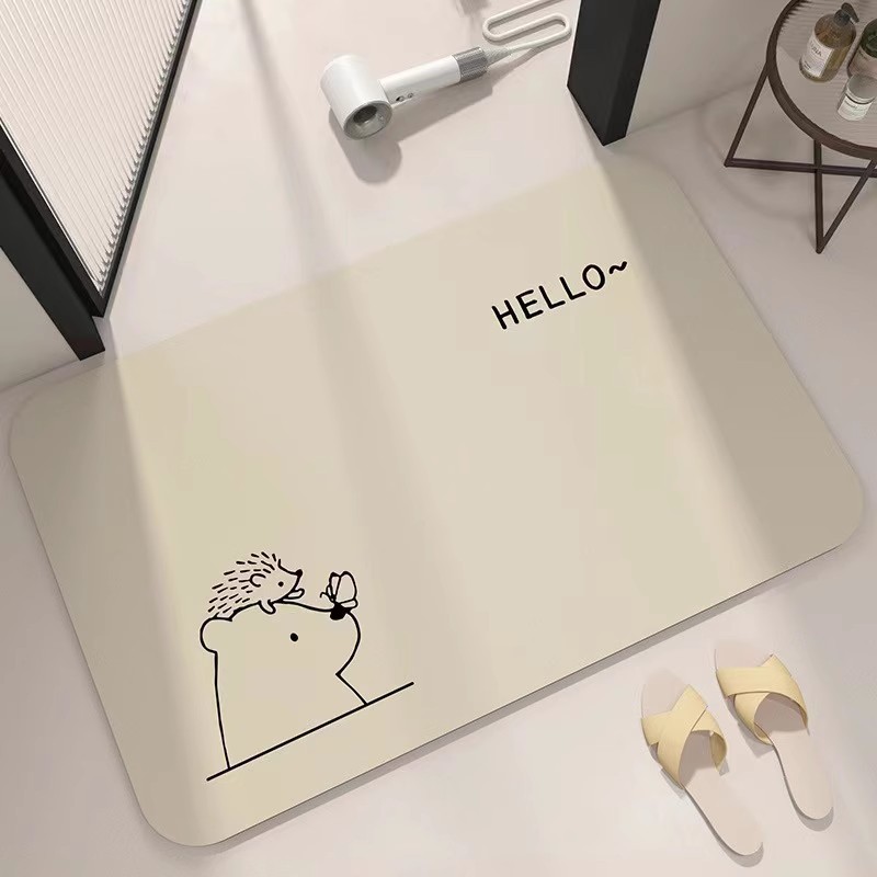 侘寂风卫生间地垫浴室吸水脚垫硅藻泥风格厕所门口洗手间脚垫简约