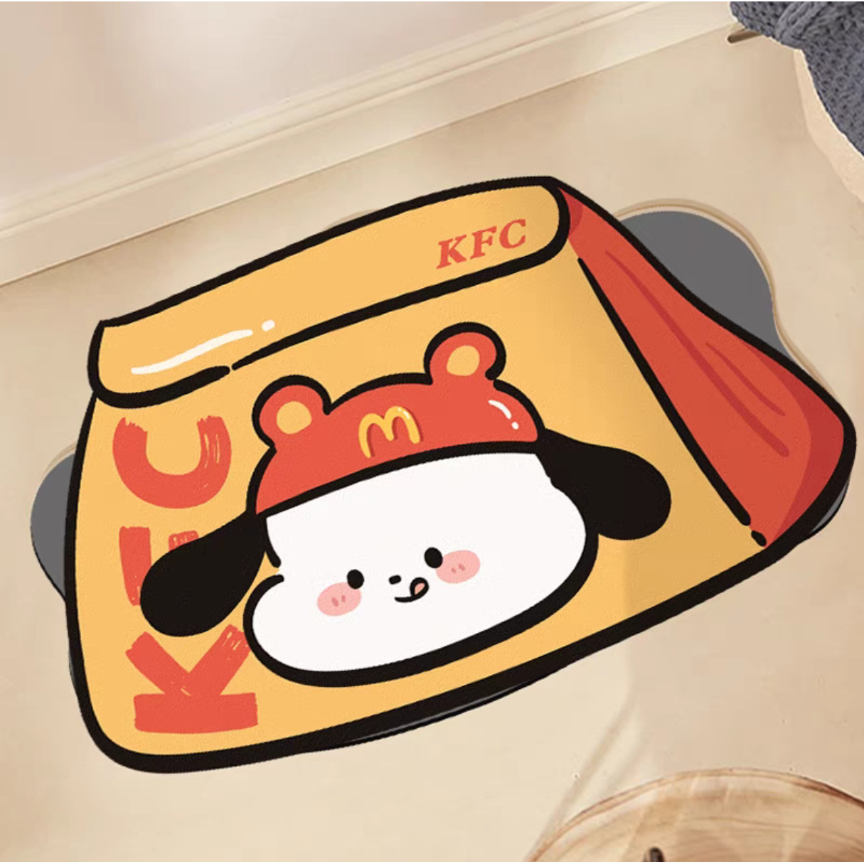 卡通帕恰狗硅藻泥地垫家用浴室地垫厕所门口吸水防滑脚垫入户门垫