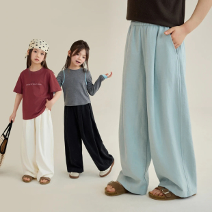 夏季 休闲裤 宽松阔腿拖地裤 中大童潮儿童亲子装 2026年新款 女童长裤