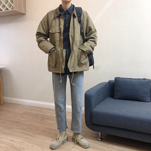 LES帅T林弯弯秋冬日系阿美咔叽翻领工装 棉衣余文乐棉服男情侣男生